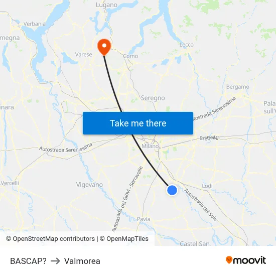 Bascap to Valmorea map