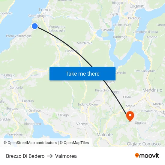 Brezzo Di Bedero to Valmorea map