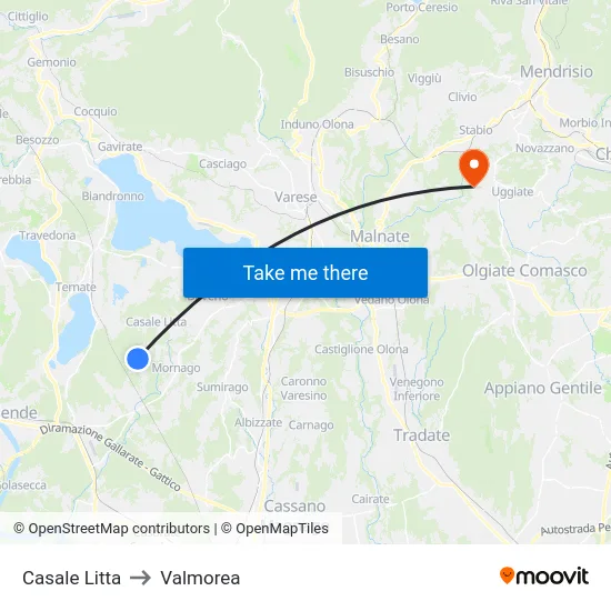 Casale Litta to Valmorea map