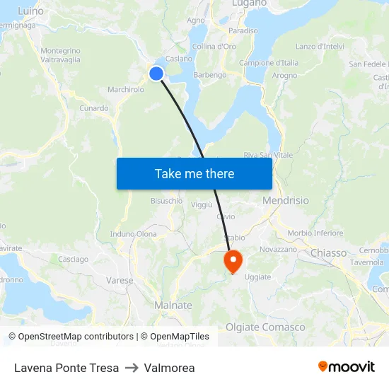 Lavena Ponte Tresa to Valmorea map