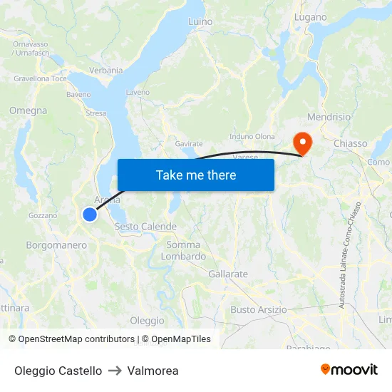 Oleggio Castello to Valmorea map
