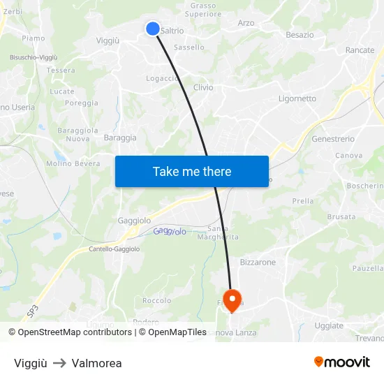 Viggiù to Valmorea map