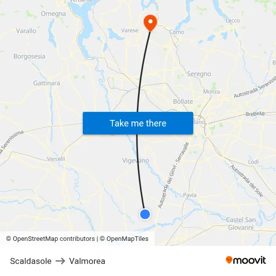 Scaldasole to Valmorea map