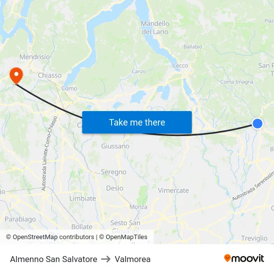 Almenno San Salvatore to Valmorea map