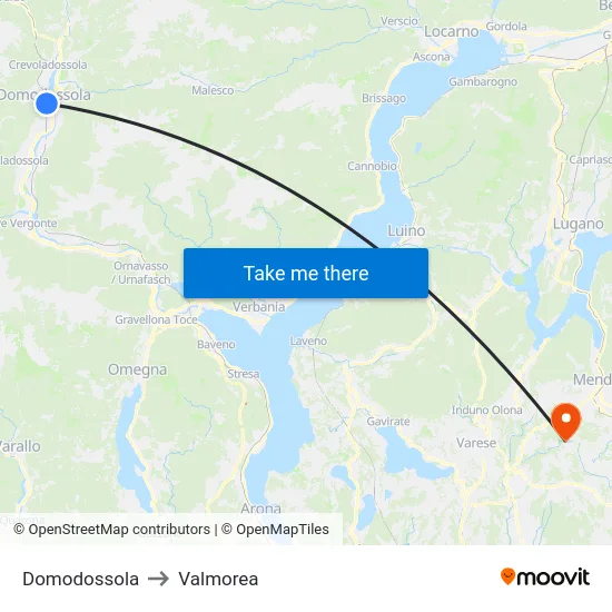 Domodossola to Valmorea map
