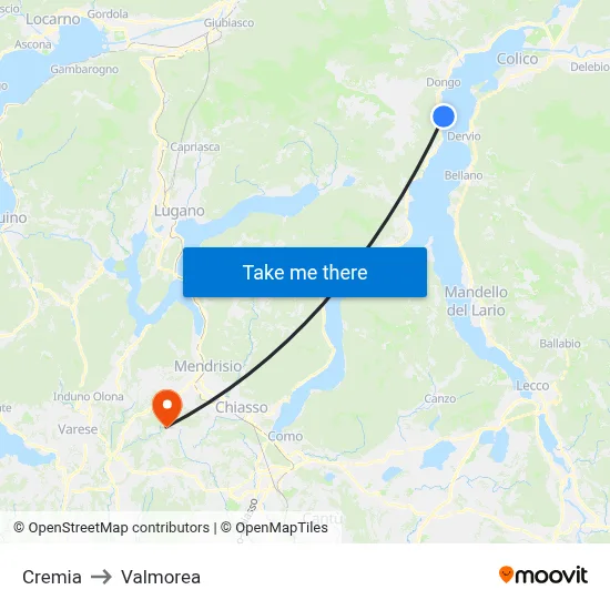 Cremia to Valmorea map