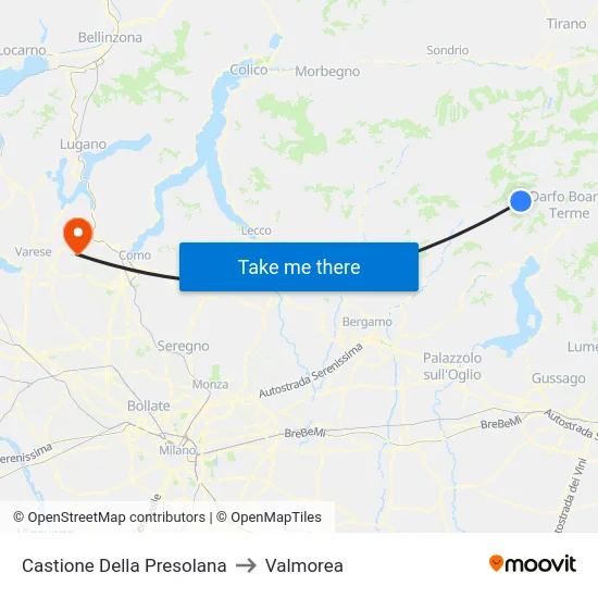 Castione Della Presolana to Valmorea map