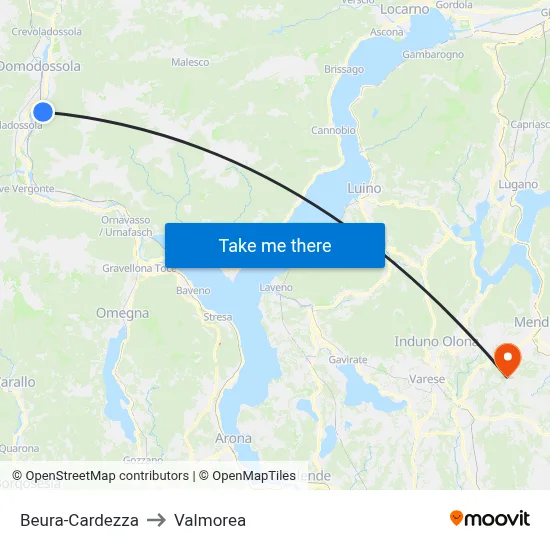 Beura-Cardezza to Valmorea map
