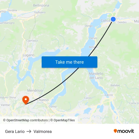 Gera Lario to Valmorea map