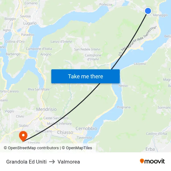 Grandola Ed Uniti to Valmorea map