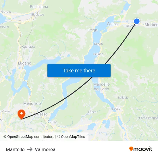 Mantello to Valmorea map