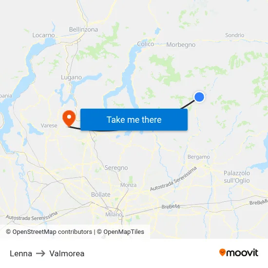 Lenna to Valmorea map