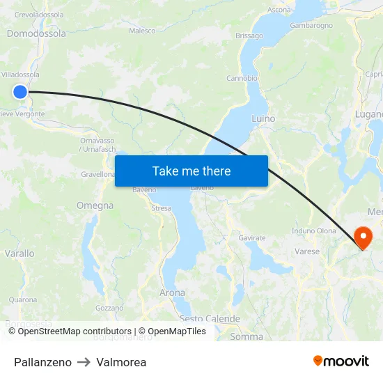Pallanzeno to Valmorea map