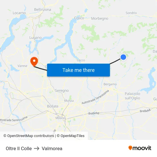 Oltre Il Colle to Valmorea map