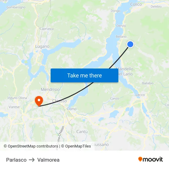 Parlasco to Valmorea map