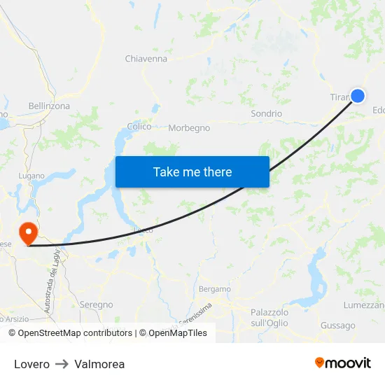 Lovero to Valmorea map
