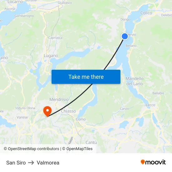 San Siro to Valmorea map