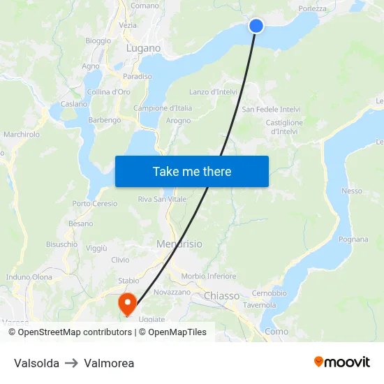 Valsolda to Valmorea map