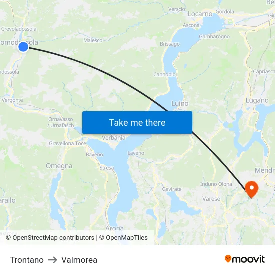 Trontano to Valmorea map