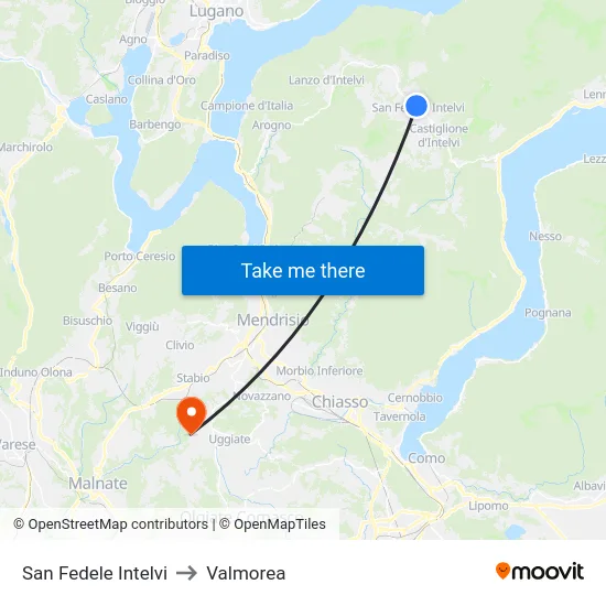 San Fedele Intelvi to Valmorea map