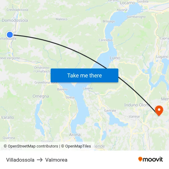 Villadossola to Valmorea map