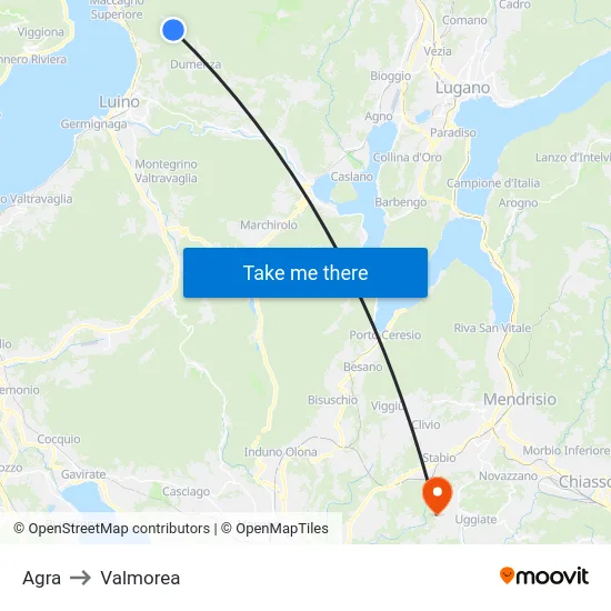 Agra to Valmorea map