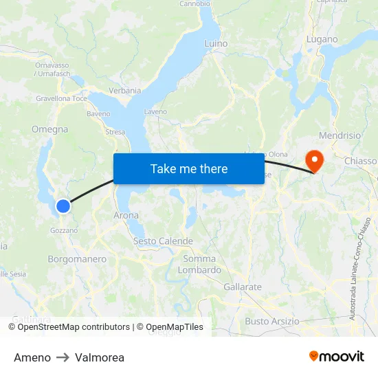 Ameno to Valmorea map