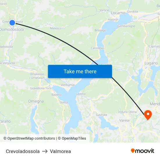 Crevoladossola to Valmorea map