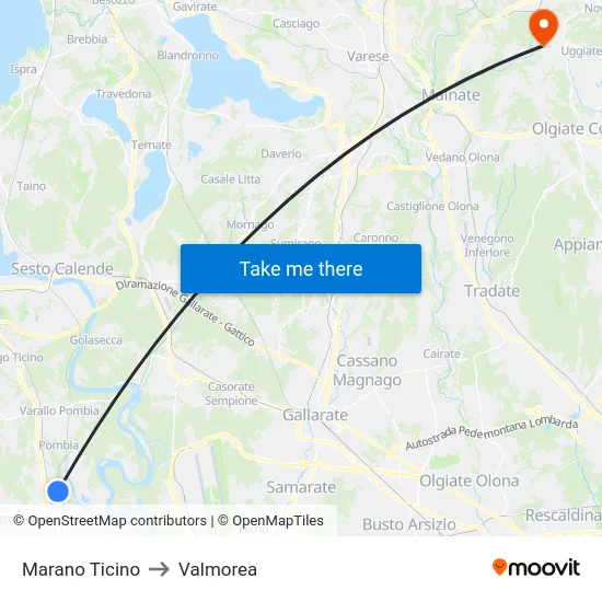 Marano Ticino to Valmorea map