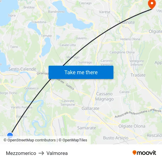 Mezzomerico to Valmorea map