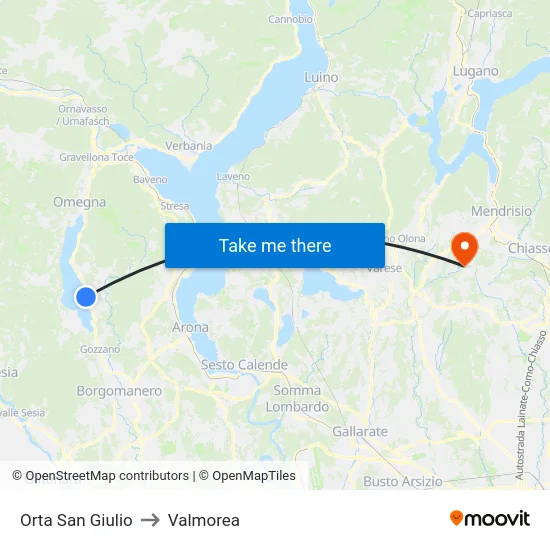 Orta San Giulio to Valmorea map