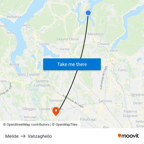 Melide to Vanzaghello map
