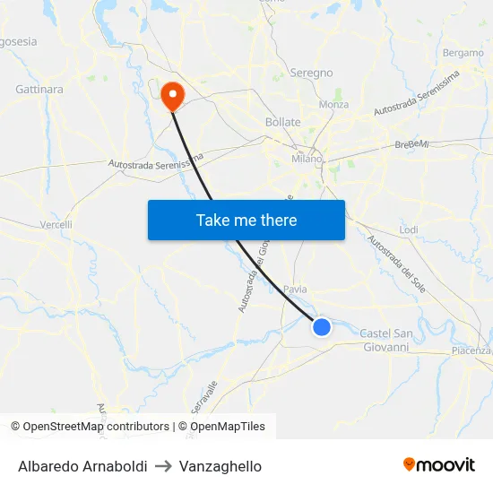 Albaredo Arnaboldi to Vanzaghello map