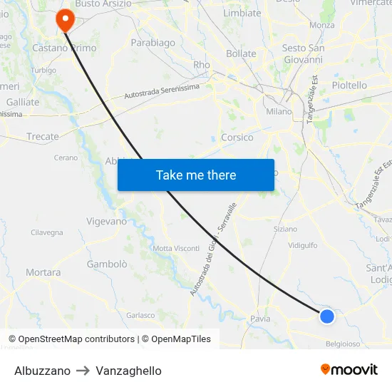 Albuzzano to Vanzaghello map