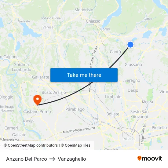 Anzano Del Parco to Vanzaghello map