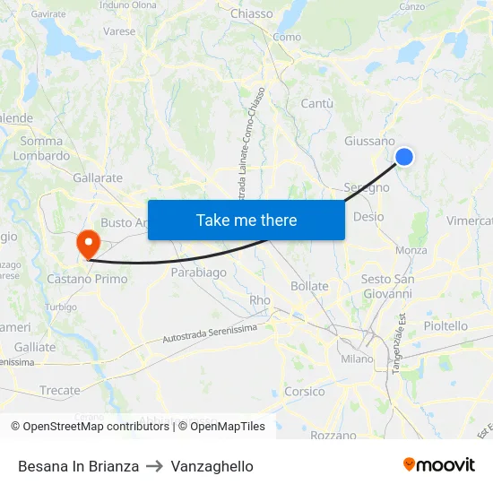 Besana In Brianza to Vanzaghello map