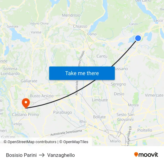 Bosisio Parini to Vanzaghello map