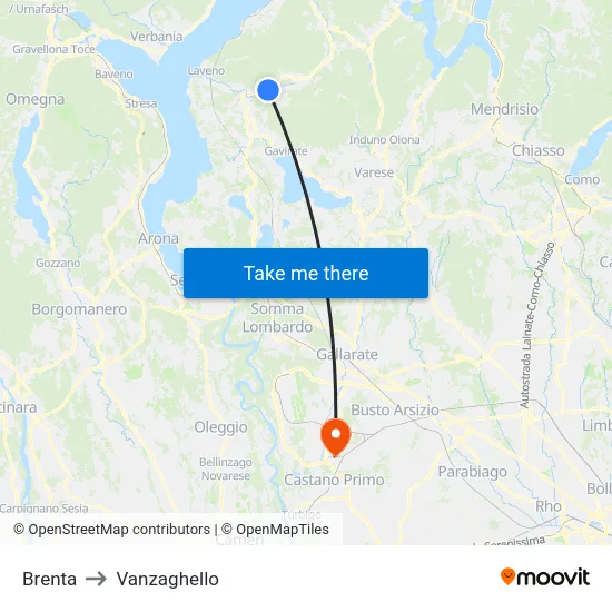 Brenta to Vanzaghello map