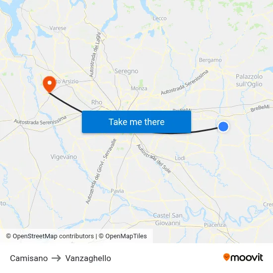 Camisano to Vanzaghello map