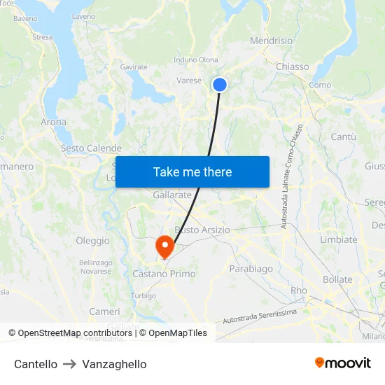 Cantello to Vanzaghello map