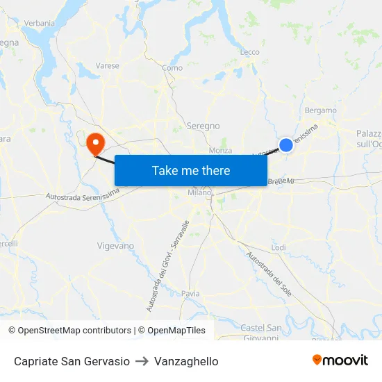 Capriate San Gervasio to Vanzaghello map