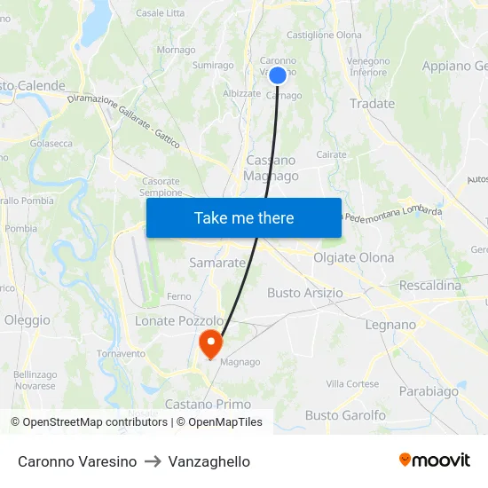 Caronno Varesino to Vanzaghello map