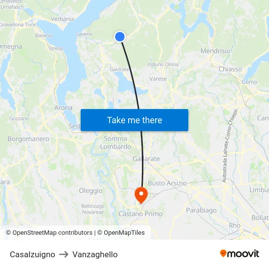Casalzuigno to Vanzaghello map