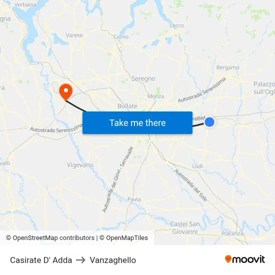 Casirate D' Adda to Vanzaghello map