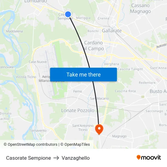Casorate Sempione to Vanzaghello map
