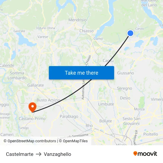 Castelmarte to Vanzaghello map
