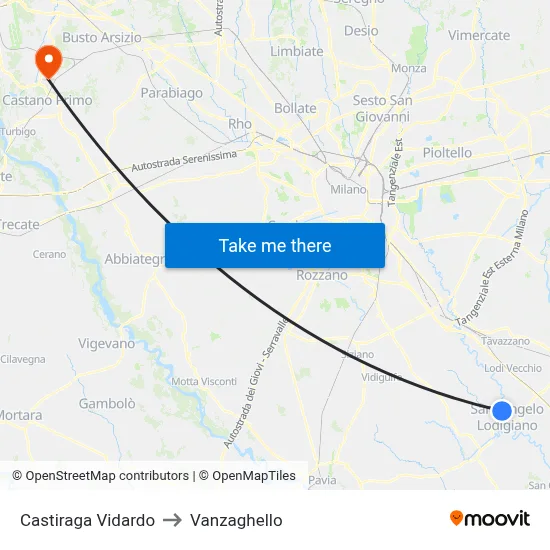 Castiraga Vidardo to Vanzaghello map