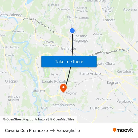Cavaria con Premezzo to Vanzaghello map