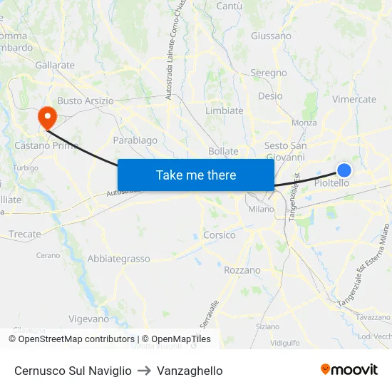 Cernusco Sul Naviglio to Vanzaghello map