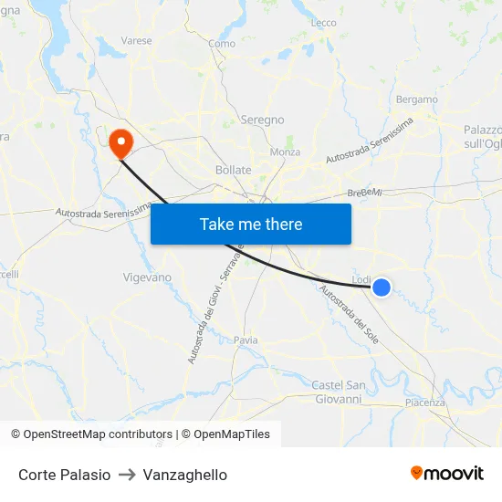 Corte Palasio to Vanzaghello map